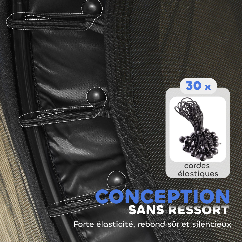 Trampoline Enfant Ø 1,40 × 1,90H m Filet de sécurité Porte zipée Couvre-Ressorts 6 poteaux rembourrés Inclus Noir