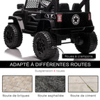 Voiture électrique pour enfants 12V avec télécommande, suspension à 4 roues, phares et klaxon, MP3, vitesse 3-5 km/h, pour 3-6 ans - noir