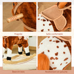 Cheval à Bascule Peluche avec Effets Sonores, Selle et Rênes, 3-6 Ans - Marron/Blanc | Magi Jouets