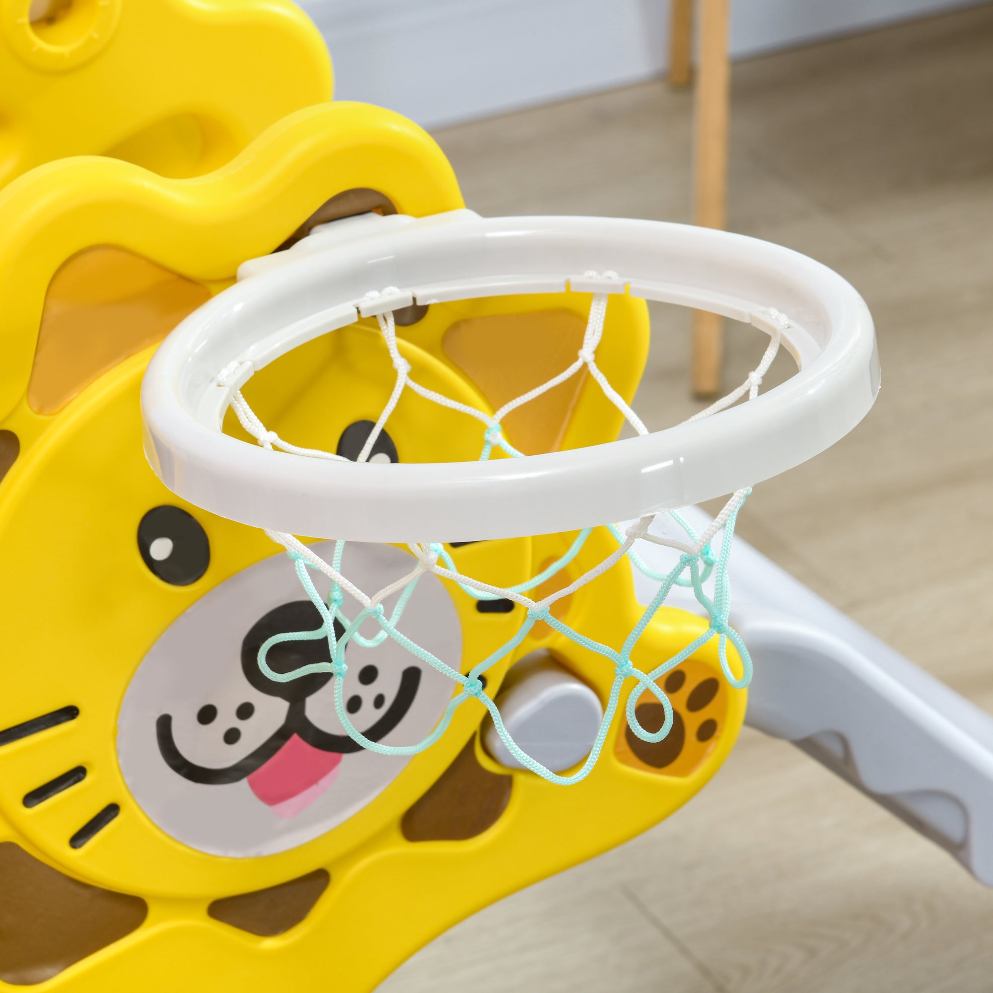 Toboggan Enfant Intérieur/Extérieur avec Panier de Basket, 18-36 Mois - Jaune/Gris | Magi Jouets
