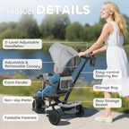 Tricycle Bébé Évolutif 6 en 1 Pliable avec Poignée Parentale et Siège Pivotant 360° - Gris | Magi Jouets