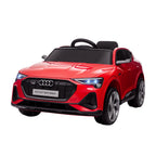 Voiture électrique enfants sous Licence Audi e-tron Sportback, véhicule électrique 12V Max. 5 Km/h avec télécommande 2,4G, phares LED, musique, klaxon, port USB, MP3, rouge