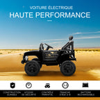 Voiture électrique pour enfants 12V avec télécommande, suspension à 4 roues, phares et klaxon, MP3, vitesse 3-5 km/h, pour 3-6 ans - noir
