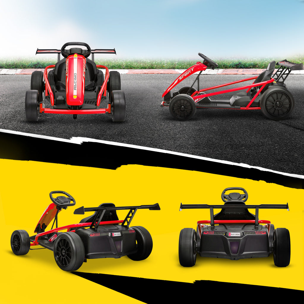 Voiture électrique GoKart kart électrique pour enfants 2 x 24 V moteurs mode dérive à 13 km/h 119 x 77 x 54 cm rouge