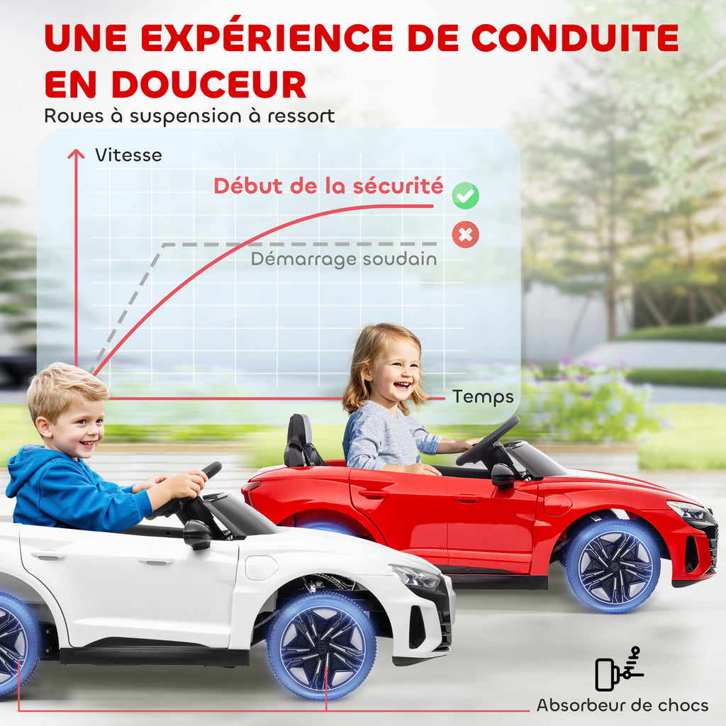 Voiture électrique enfant 12 V - véhicule électrique avec télécommande parentale fournie - V. Max. 5 Km/h - effets sonores, lumineux - Audi RS E-tron GT rouge