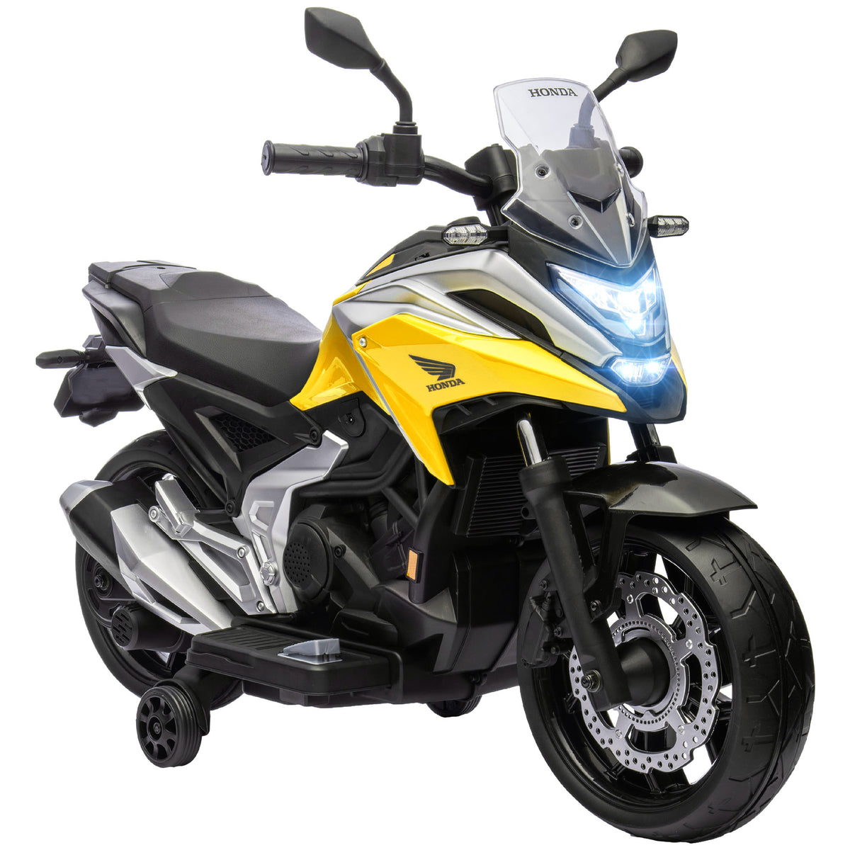Moto Porteur Électrique Honda pour Enfants 3-6 Ans avec Musique et Phares - Jaune | Magi Jouets