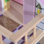 Maison de Poupée en Bois 4 Étages avec 13 Accessoires, 3+ Ans, 60x30x80 cm - Blanc et Rose | Magi Jouets