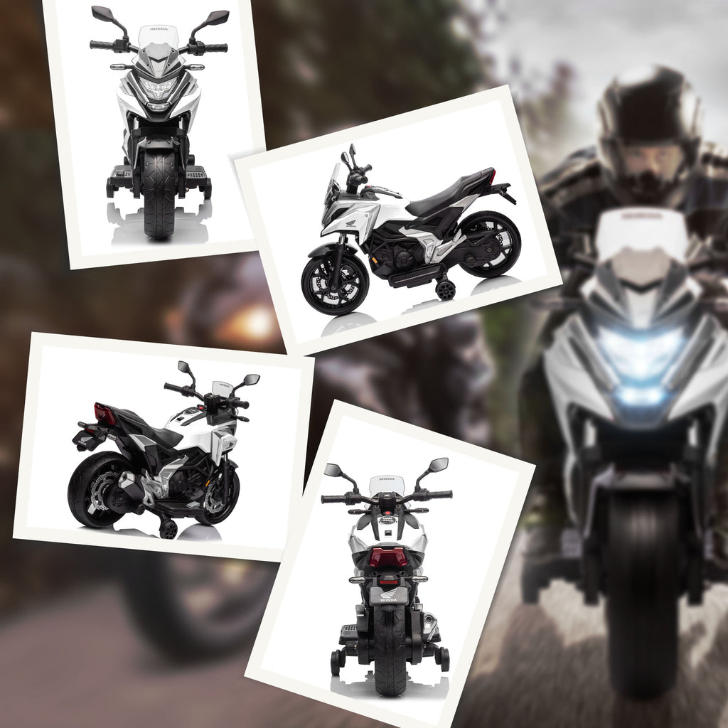 Moto électrique pour enfants moto porteur Honda pour enfants 3 à 6 ans avec musique, phares blanc