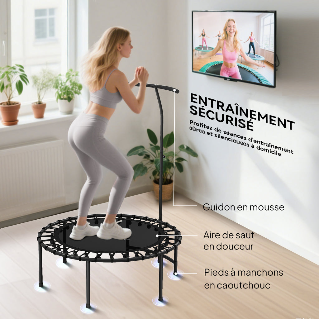 Trampoline de Fitness Ø102x132 cm, Cordes Élastiques, Capacité 100 kg - Noir | Magi Jouets