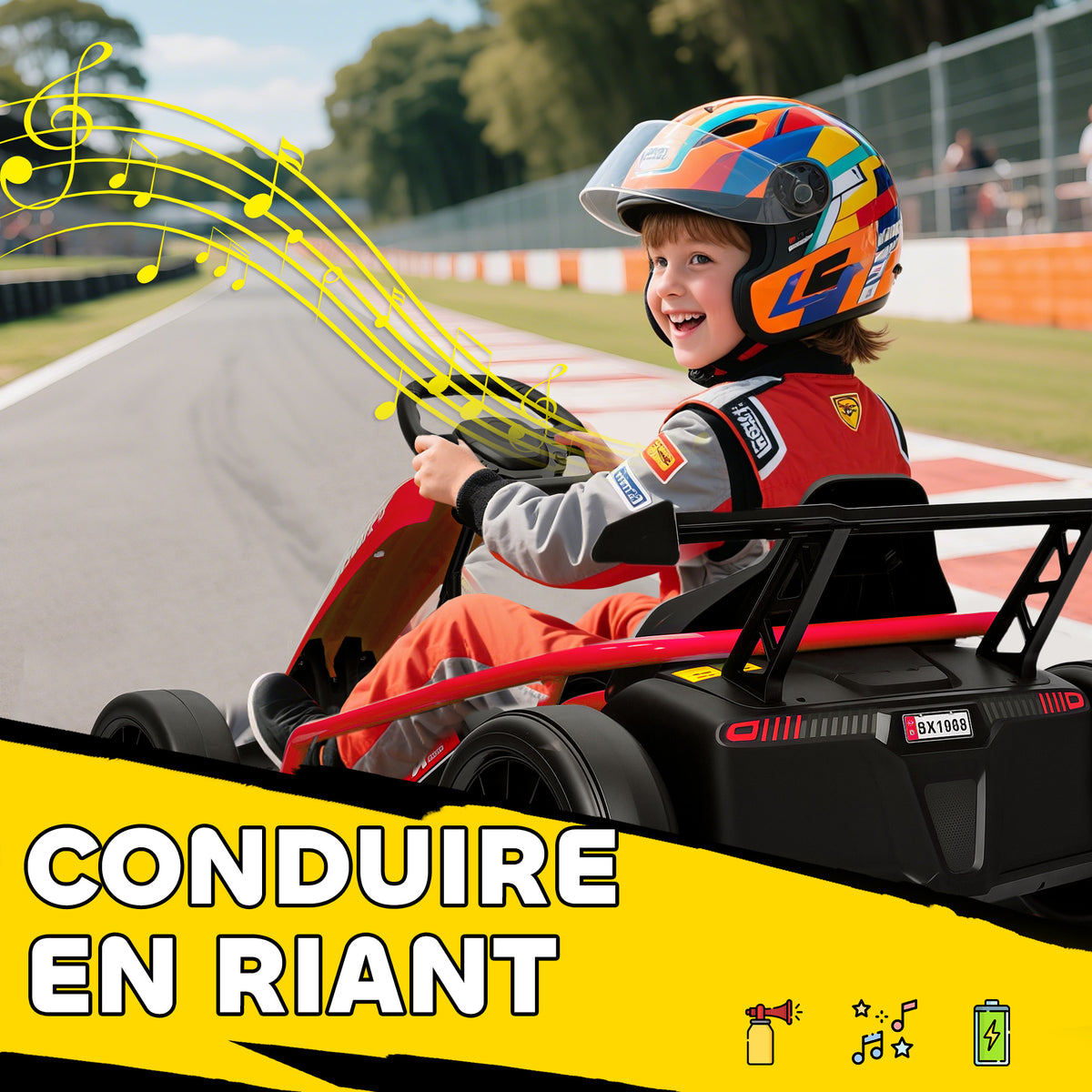 Voiture électrique GoKart kart électrique pour enfants 2 x 24 V moteurs mode dérive à 13 km/h 119 x 77 x 54 cm rouge