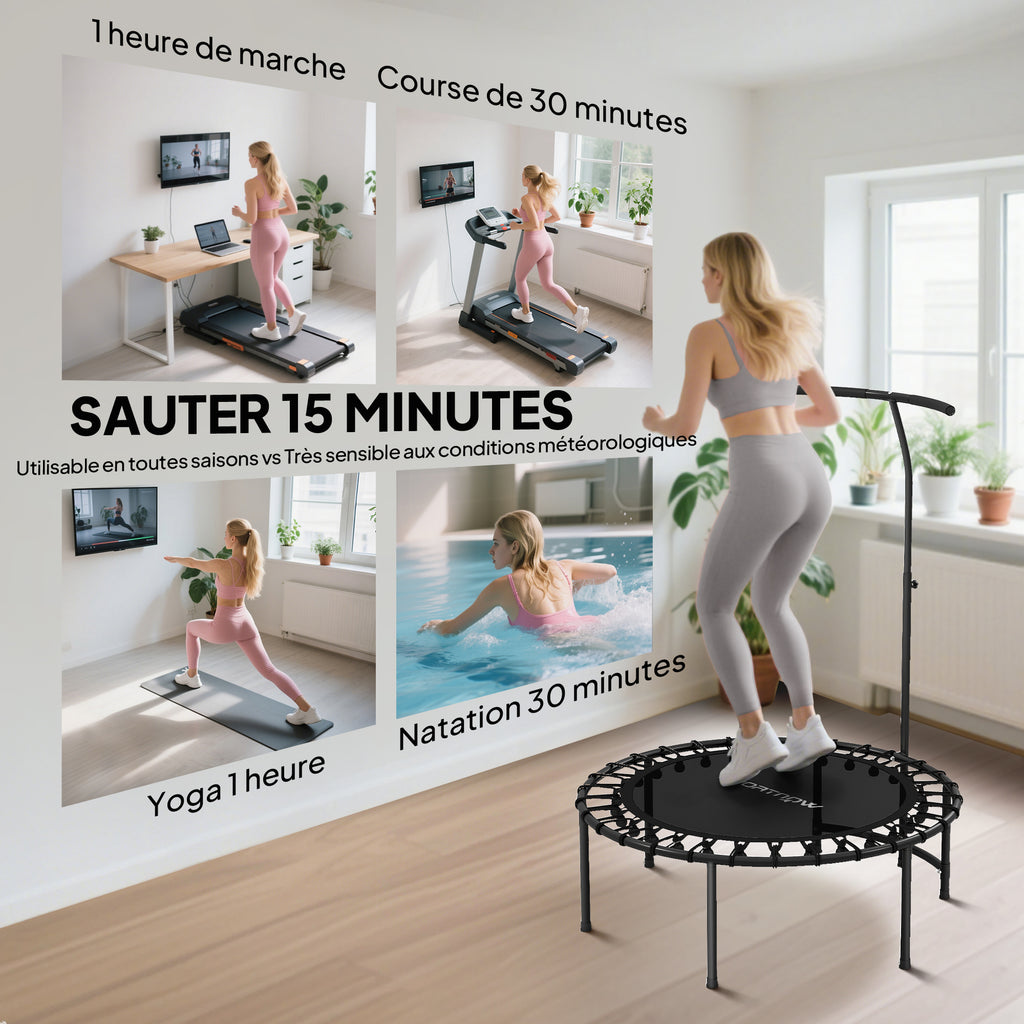 Trampoline de Fitness Ø102x132 cm, Cordes Élastiques, Capacité 100 kg - Noir | Magi Jouets