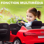 Voiture électrique enfants sous Licence Audi e-tron Sportback, véhicule électrique 12V Max. 5 Km/h avec télécommande 2,4G, phares LED, musique, klaxon, port USB, MP3, rouge
