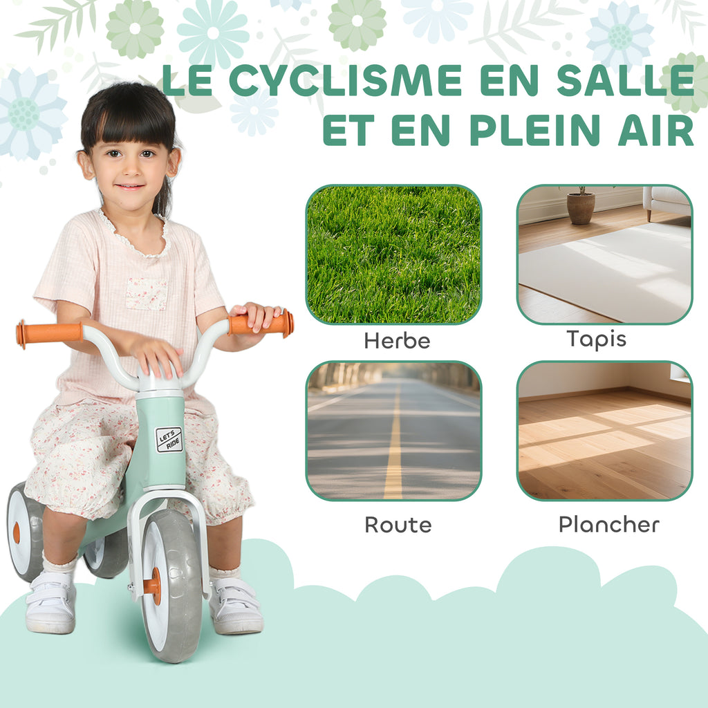 Draisienne Bébé 1-3 Ans Sans Pédale, 3 Roues Silencieuses, Charge 20 kg - Vert | Magi Jouets