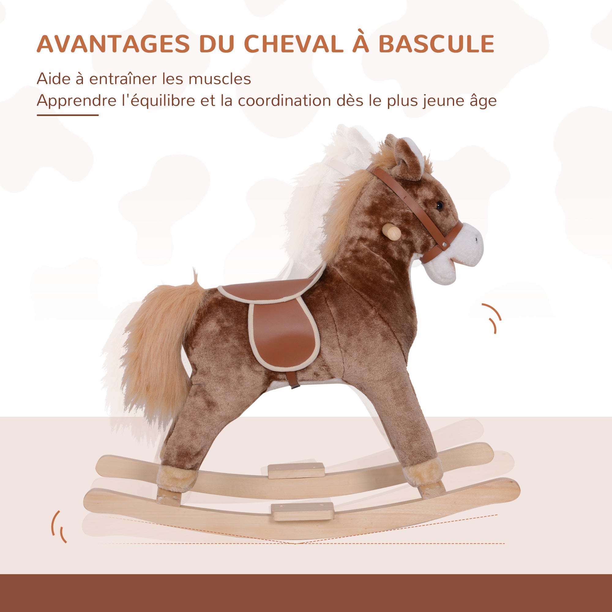 Cheval à Bascule Cowboy avec Selle Confort, Bois de Peuplier, 36+ Mois, Charge 40 kg - Marron | Magi Jouets