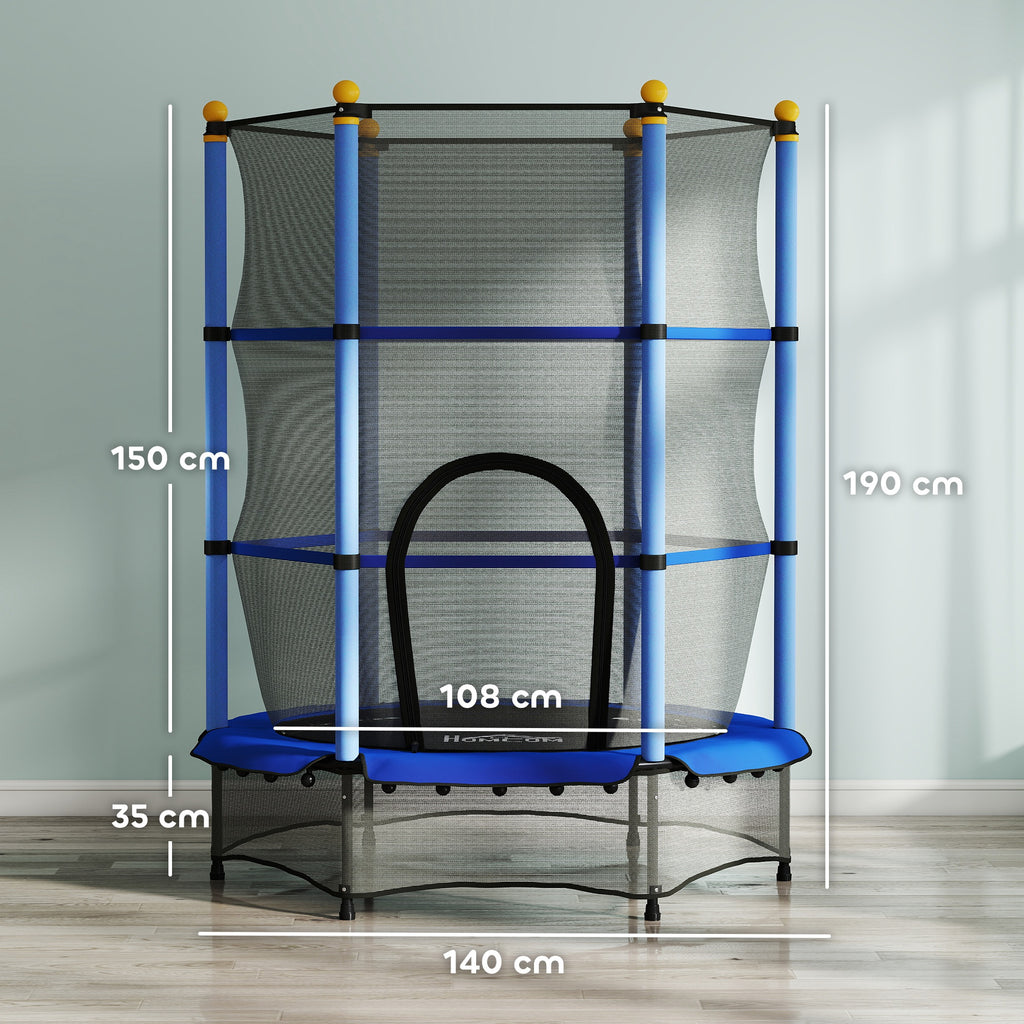 Trampoline Enfant Ø1,40 m avec Filet de Sécurité et Porte Zippée - Bleu | Magi Jouets