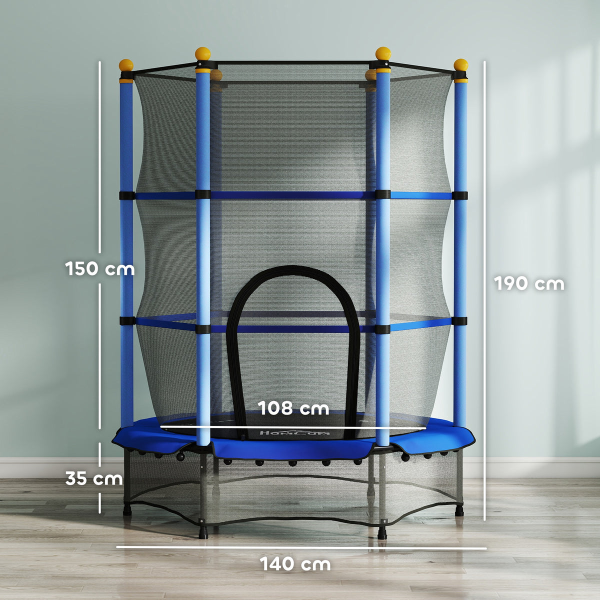 Trampoline Enfant Ø1,40 m avec Filet de Sécurité et Porte Zippée - Bleu | Magi Jouets