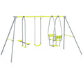 Portique Balançoire Enfant 3 en 1 avec Vis-à-Vis et Siège, Charge Max 225 kg - Vert | Magi Jouets
