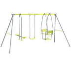 Portique Balançoire Enfant 3 en 1 avec Vis-à-Vis et Siège, Charge Max 225 kg - Vert | Magi Jouets