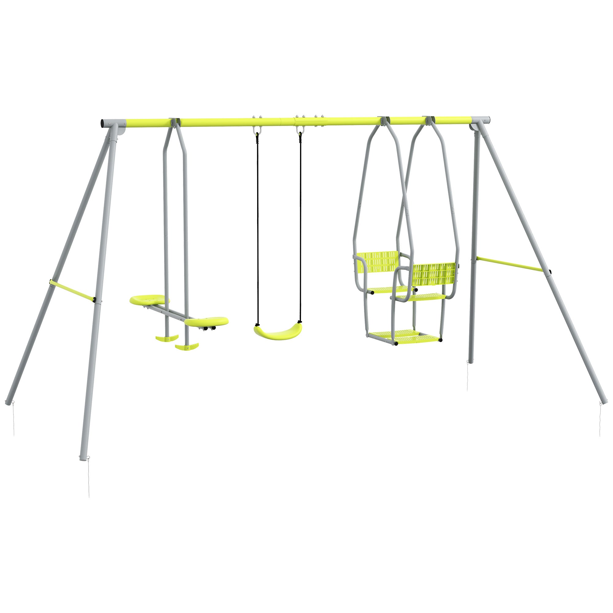Portique Balançoire Enfant 3 en 1 avec Vis-à-Vis et Siège, Charge Max 225 kg - Vert | Magi Jouets
