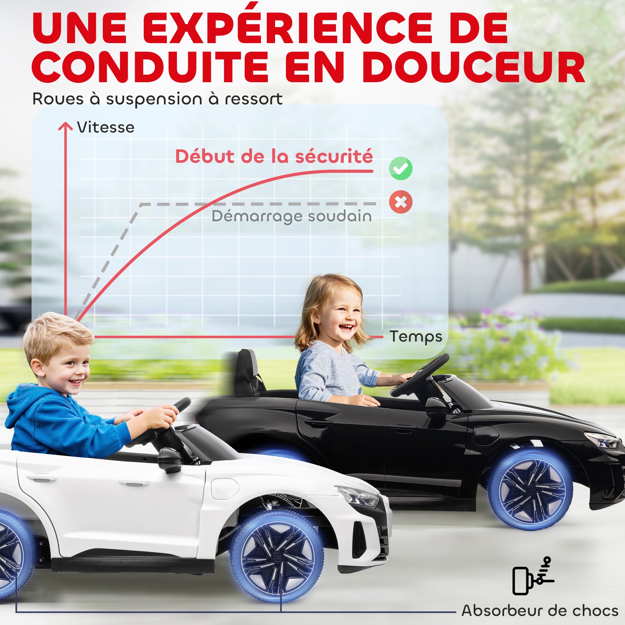 Voiture électrique enfant 12 V - véhicule électrique avec télécommande parentale fournie - V. Max. 5 Km/h - effets sonores, lumineux - Audi RS E-tron GT noir