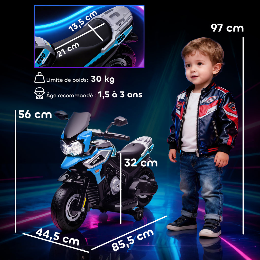 Moto Électrique Enfant 6V avec Musique et Effets Lumineux - Bleu | Magi Jouets
