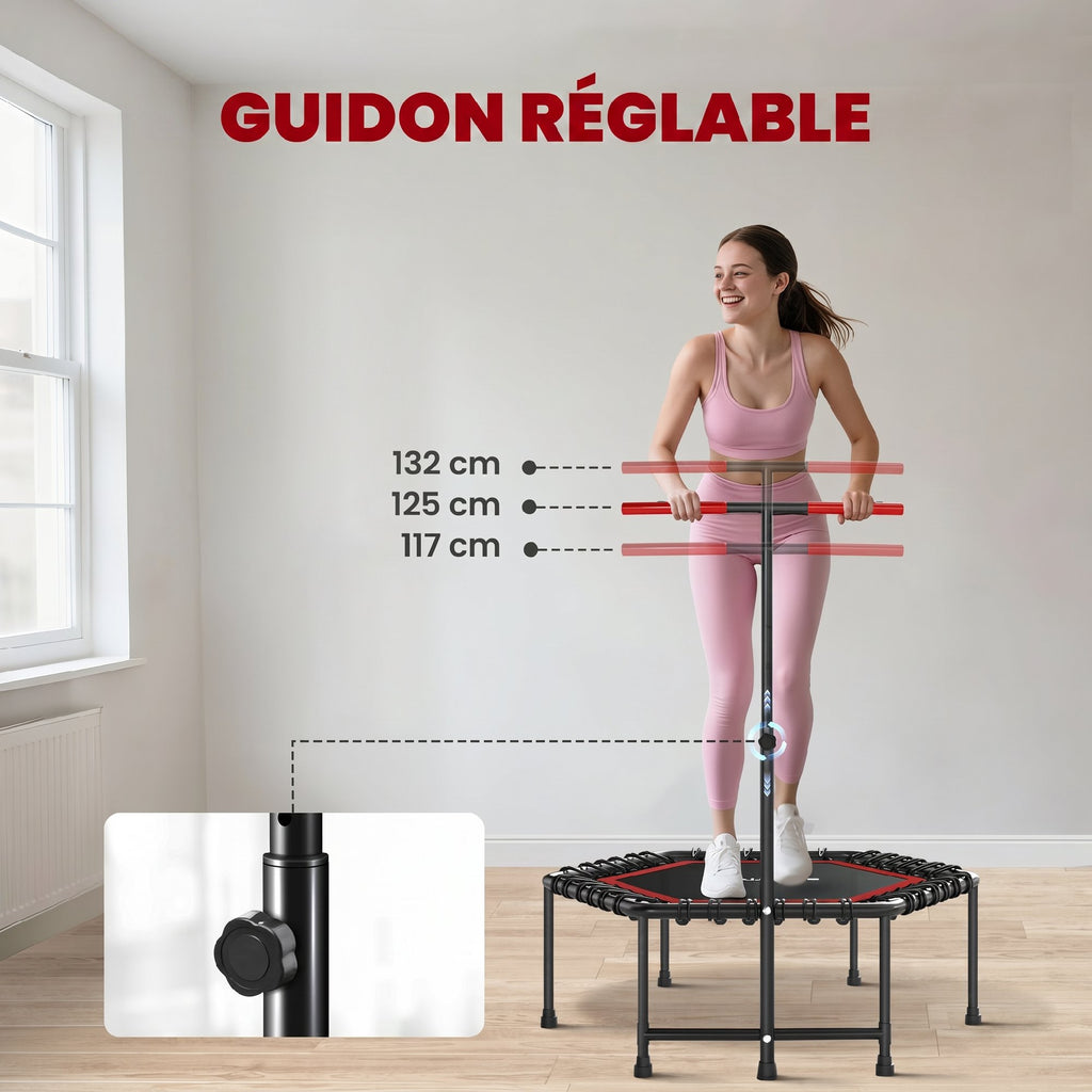 Trampoline de Fitness 114 cm avec Cordes Élastiques et Poignée Réglable - Rouge | Magi Jouets