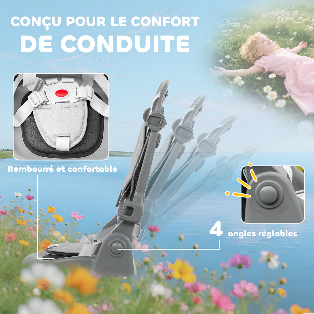 Tricycle Bébé Évolutif 6 en 1 Pliable avec Poignée Parentale et Siège Pivotant 360° - Gris | Magi Jouets