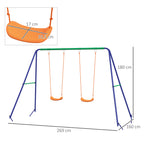 Portique Balançoire Enfant 2 Sièges, Structure Métal Charge Max 90 kg - Multicolore | Magi Jouets