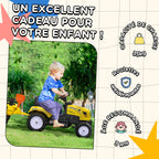 Porteur Tracteur Enfants avec Remorque, Râteau et Pelle, 6 Roues, 3+ Ans - Jaune | Magi Jouets