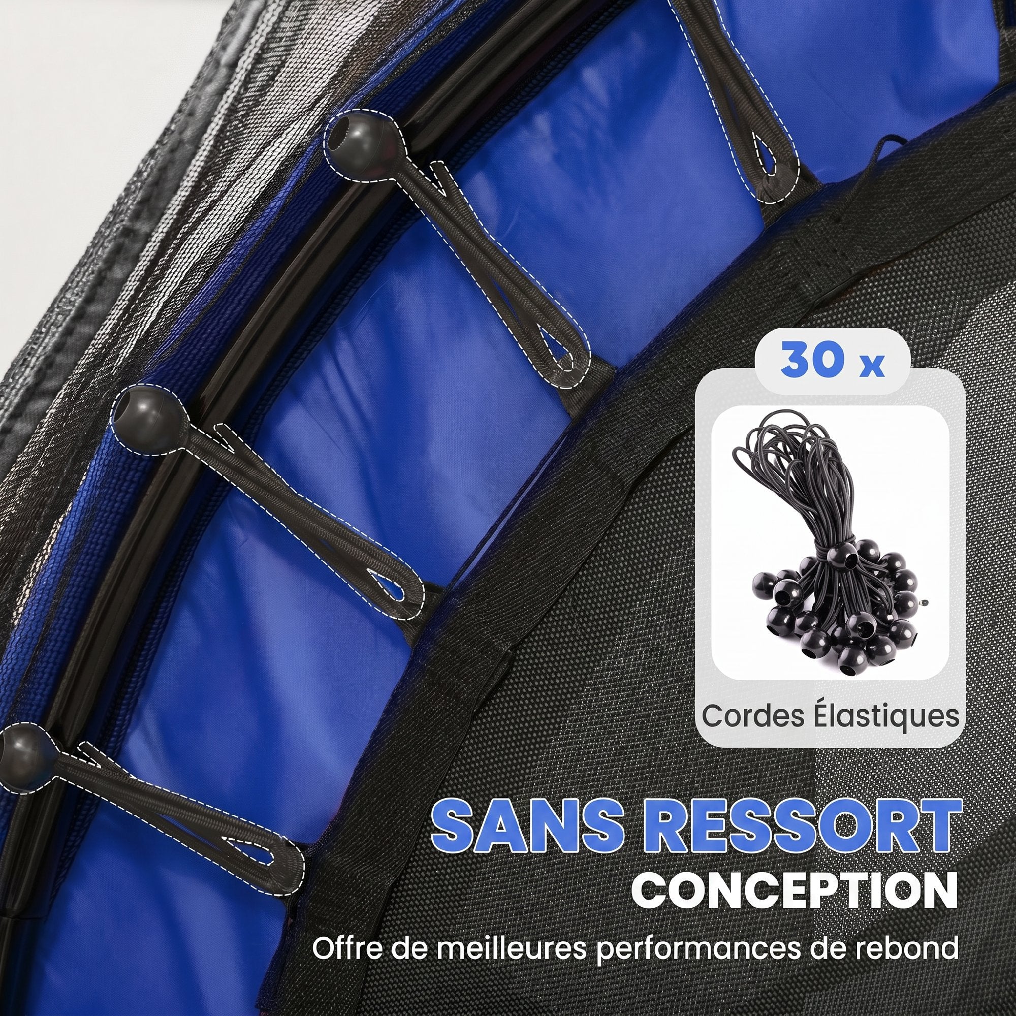 Trampoline Enfant Ø1,63 m avec Filet de Sécurité et Porte Zippée - Bleu | Magi Jouets