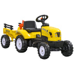 Porteur Tracteur Enfants avec Remorque, Râteau et Pelle, 6 Roues, 3+ Ans - Jaune | Magi Jouets
