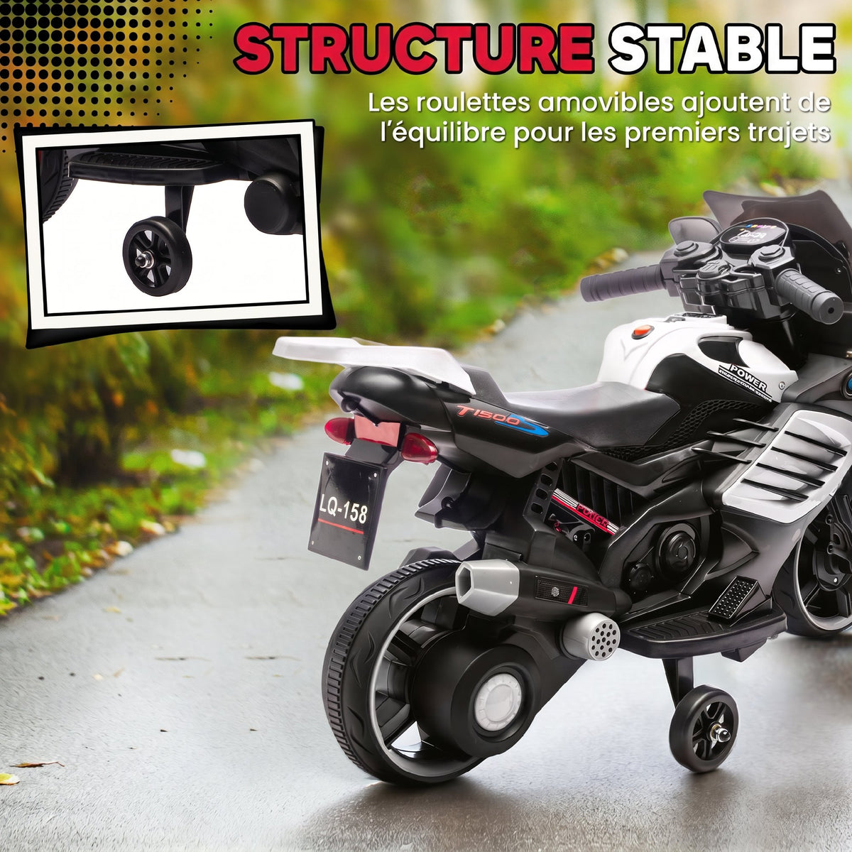 Moto Électrique Enfant 6V avec Effets Lumineux et Sonores - Blanc | Magi Jouets
