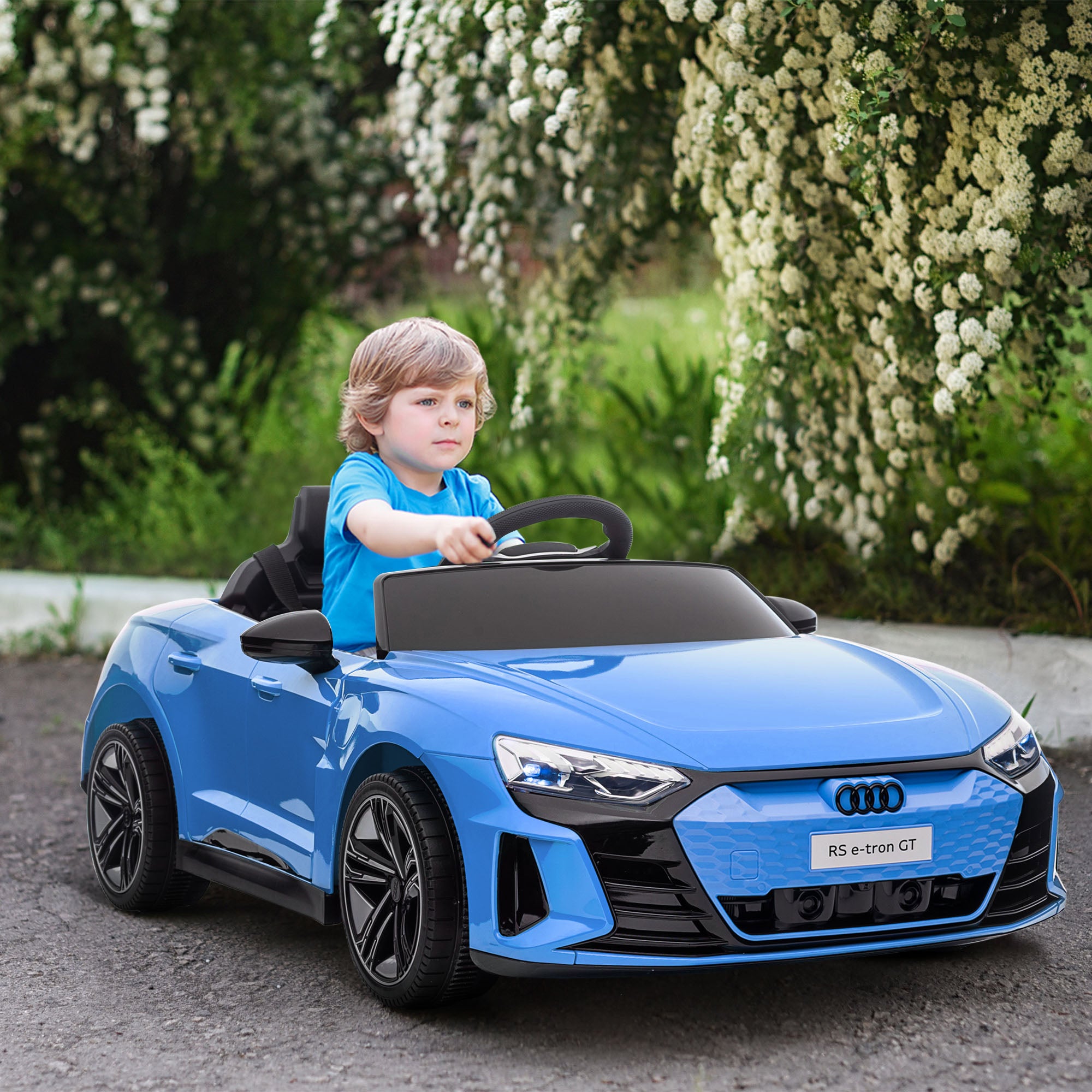 Voiture électrique enfant 12 V - véhicule électrique avec télécommande parentale fournie - V. Max. 5 Km/h - effets sonores, lumineux - Audi RS E-tron GT bleu