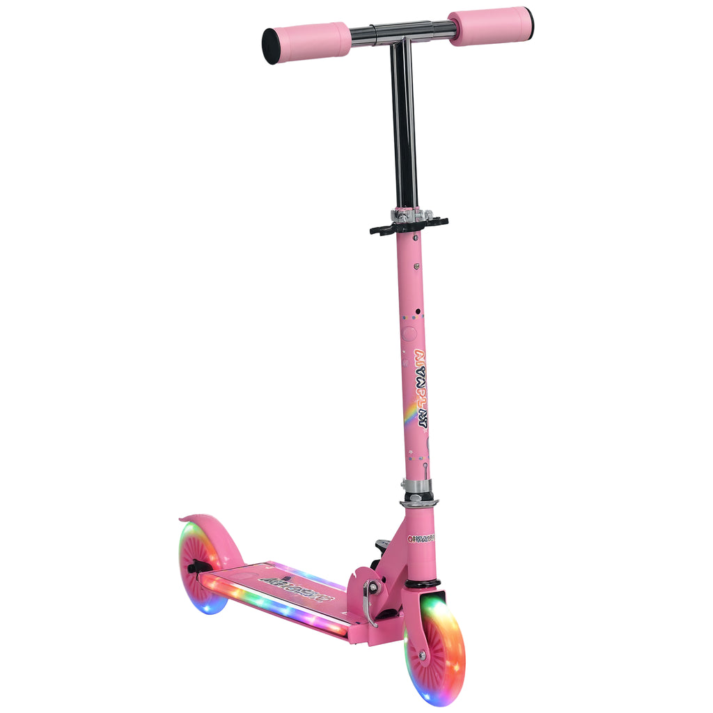 Trottinette pour enfants de 3 à 7 ans pliable roues lumineuses en PU musique 67 x 32 x 78 cm rose