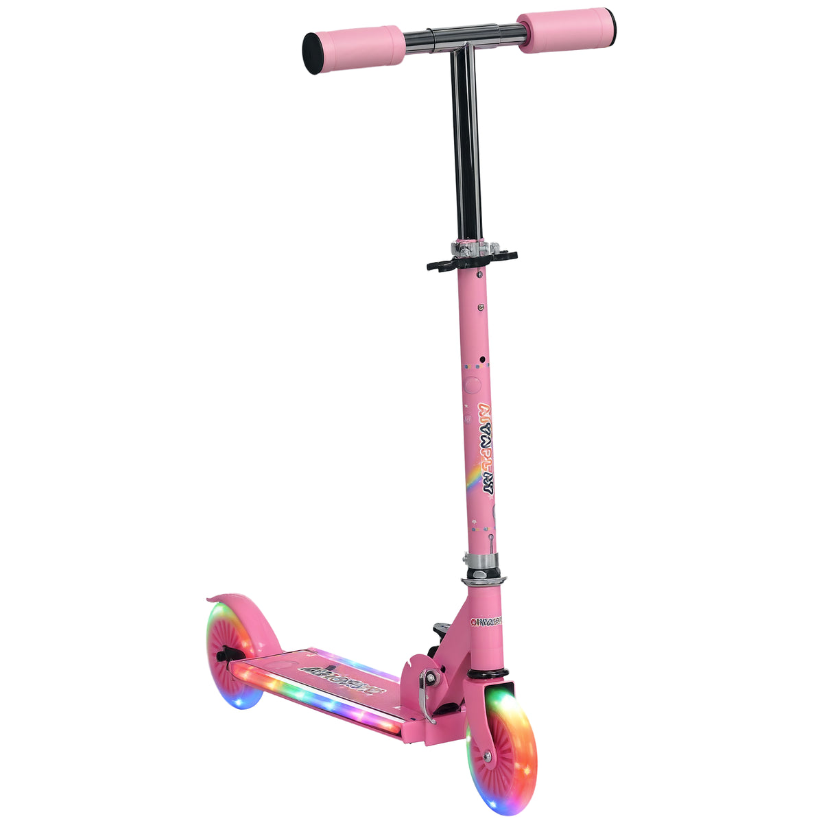 Trottinette pour enfants de 3 à 7 ans pliable roues lumineuses en PU musique 67 x 32 x 78 cm rose