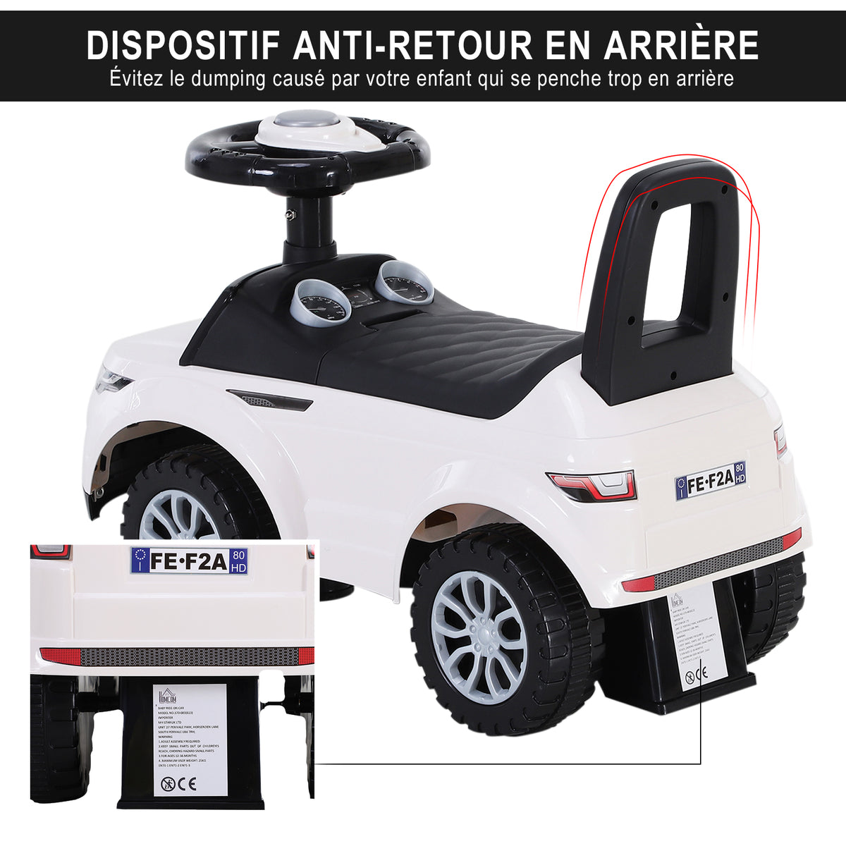 Porteur Bébé avec Klaxon, Compteurs Factices et Coffre à Jouets, 12-36 Mois - Blanc | Magi Jouets